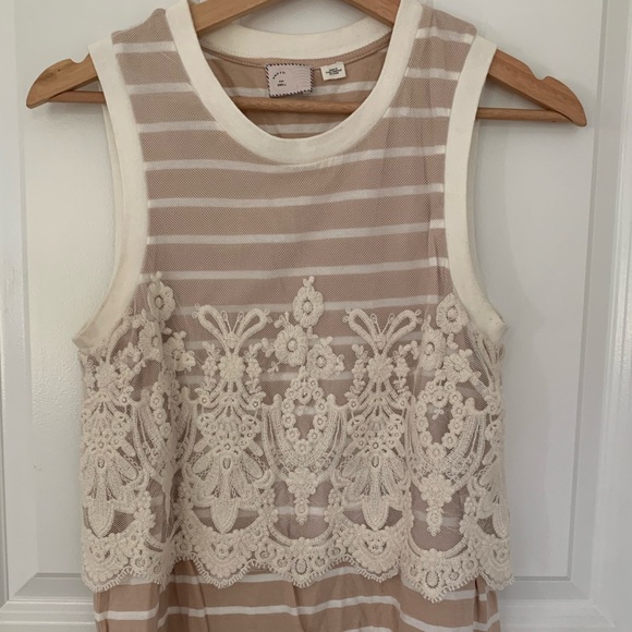 Anthropologie Lace Stripe Tank - Picture 2 of 7